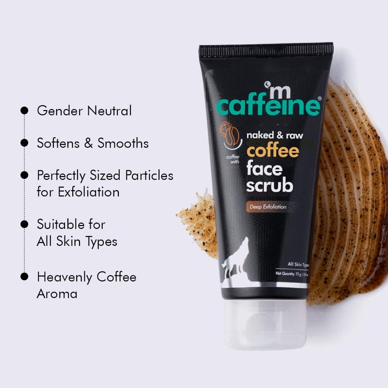 MCaffeine mCaffeine Exfoliating Coffee Body Face Scrub for Tan Dirt Blackhead Removal Value Pack DeTan Bathing Combo for Women Men With Body 55gm Face 75gm Scrubs  - Image 5