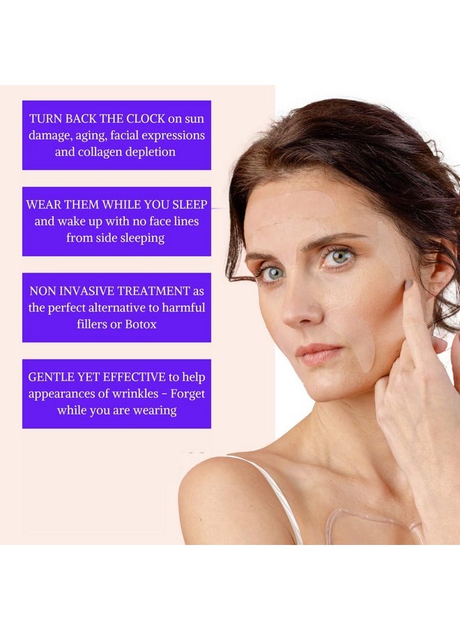 BLUMBODY Face & Forehead Wrinkle Patches - Anti Wrinkle Facial Patches to Smooth Eye, Mouth, Forehead Wrinkles - Non-Silicone Face Tape for Fine Wrinkles between Eyes & Face - Patches (30 day supply)