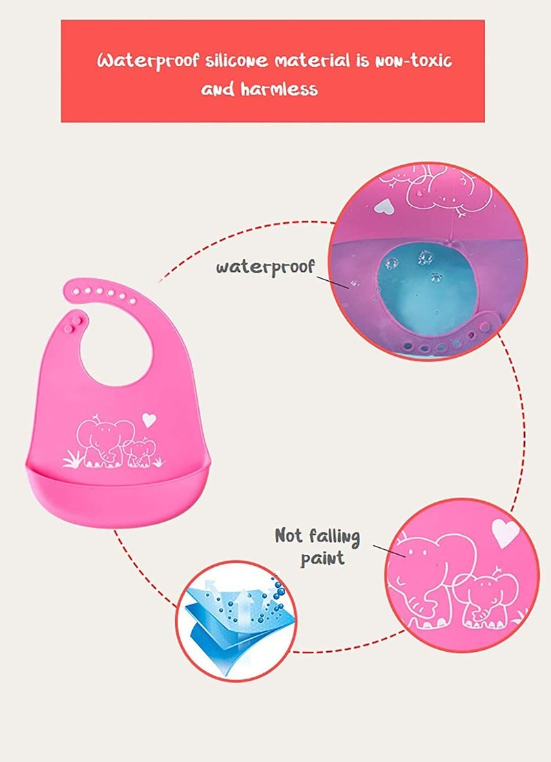 Moppets Baby Bibs with Food Catching Pocket (Pink & Orange) - Image 4
