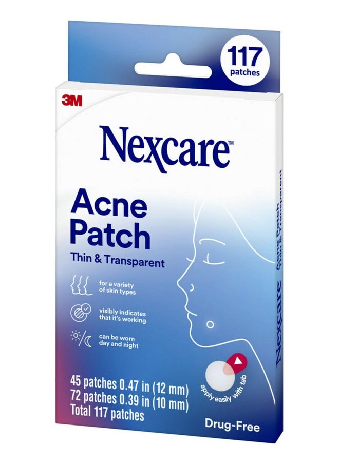 Nexcare Nexcare Thin and Transparent Acne Patch, Skin Cover Absorbs Pus and Oil from Clogged Pores, Made with hydrocolloid, tab Allows for Easy Removal from Liner - 117 Pimple Patches  - Image 3