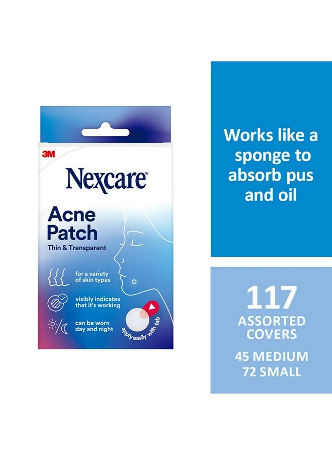 Nexcare Nexcare Thin and Transparent Acne Patch, Skin Cover Absorbs Pus and Oil from Clogged Pores, Made with hydrocolloid, tab Allows for Easy Removal from Liner - 117 Pimple Patches  - Image 2