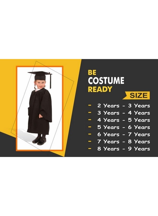 nic Nic Convocation Graduation Gown Costume Dress for Kids Complete Set (Gown,Cap) Black (3-4 YEARS) - Image 5
