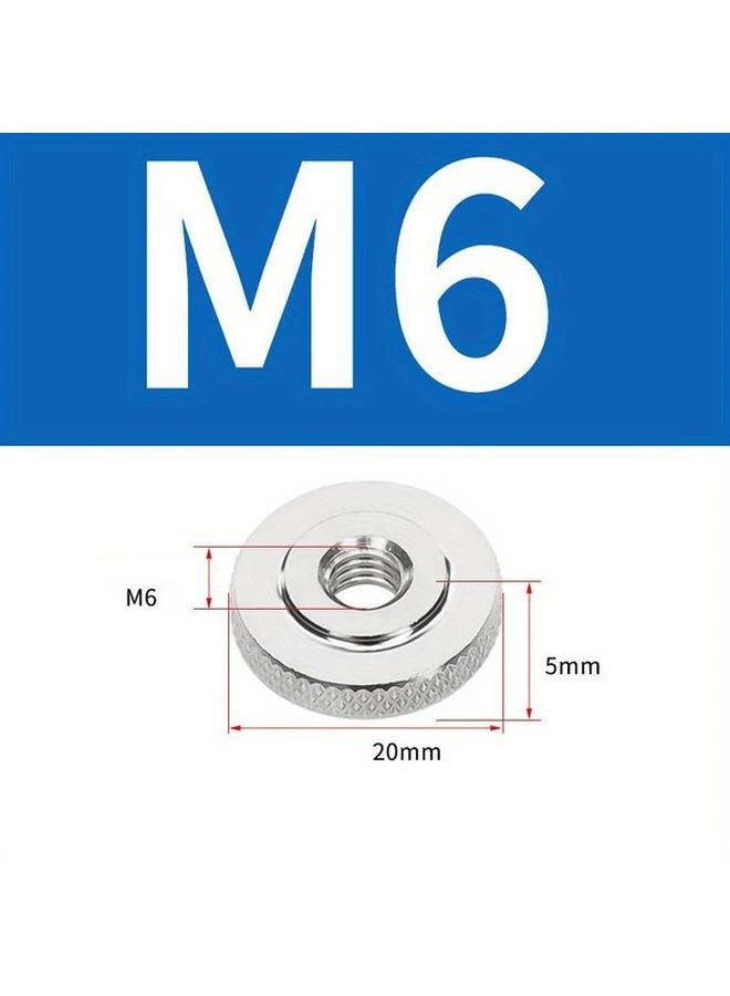 6pcs M6 Stainless Steel Knurled Hand Nuts GB807 Flat Head Thin Metal Nuts Industrial - Image 3