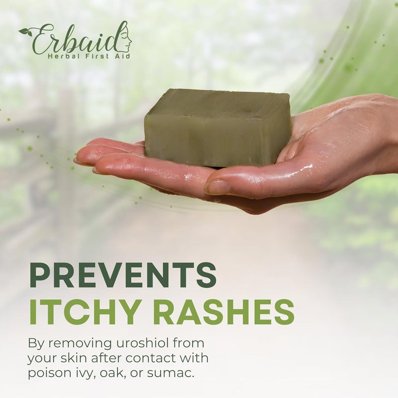 Erbaid Poison Ivy Soap Bar All Natural Poison Ivy Treatment AntiItch Skin Cleanser Wash for Poison Ivy Poison Oak Sumac Removes Oils Soothes Relieves Rashes 5oz Jewelweed Soap Made in USA - Image 3