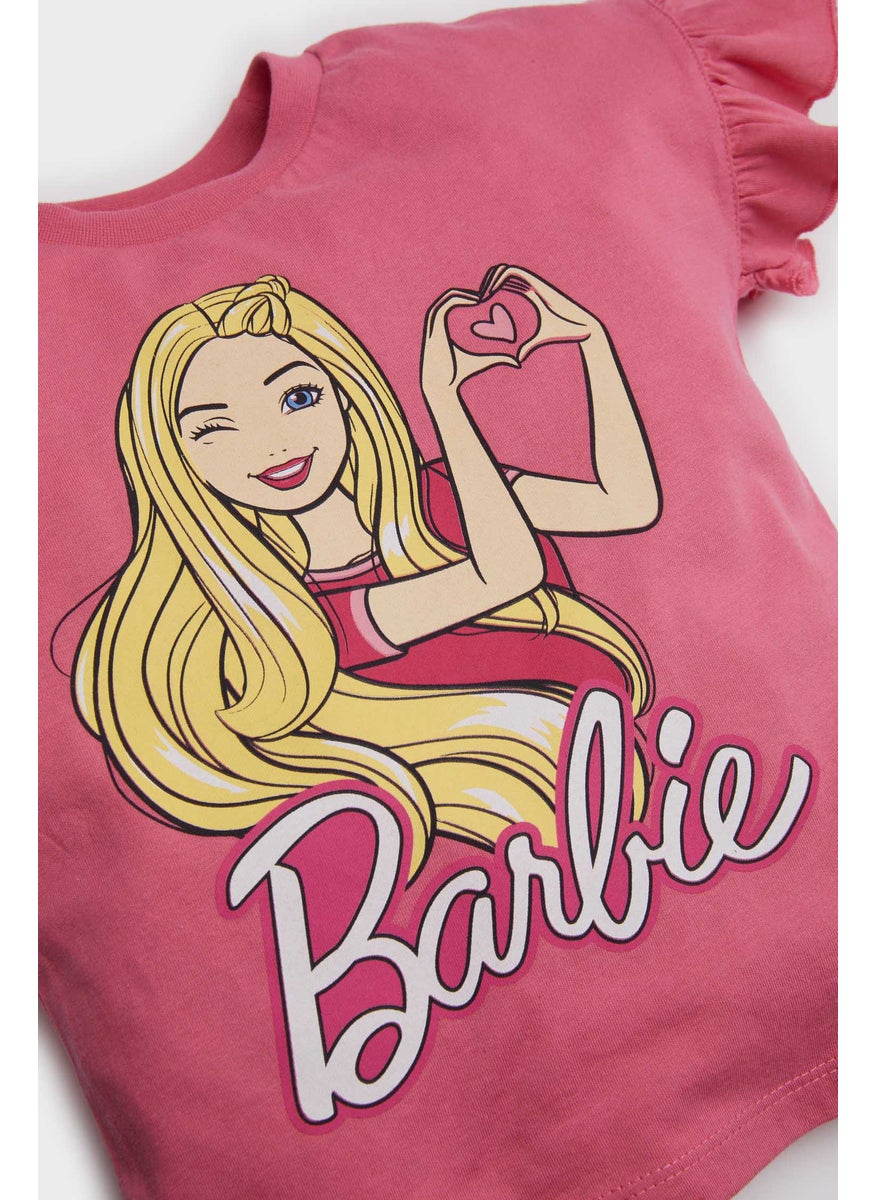 DeFacto Baby Girl 2 piece Regular Fit Crew Neck Barbie Licensed Set  - Image 4