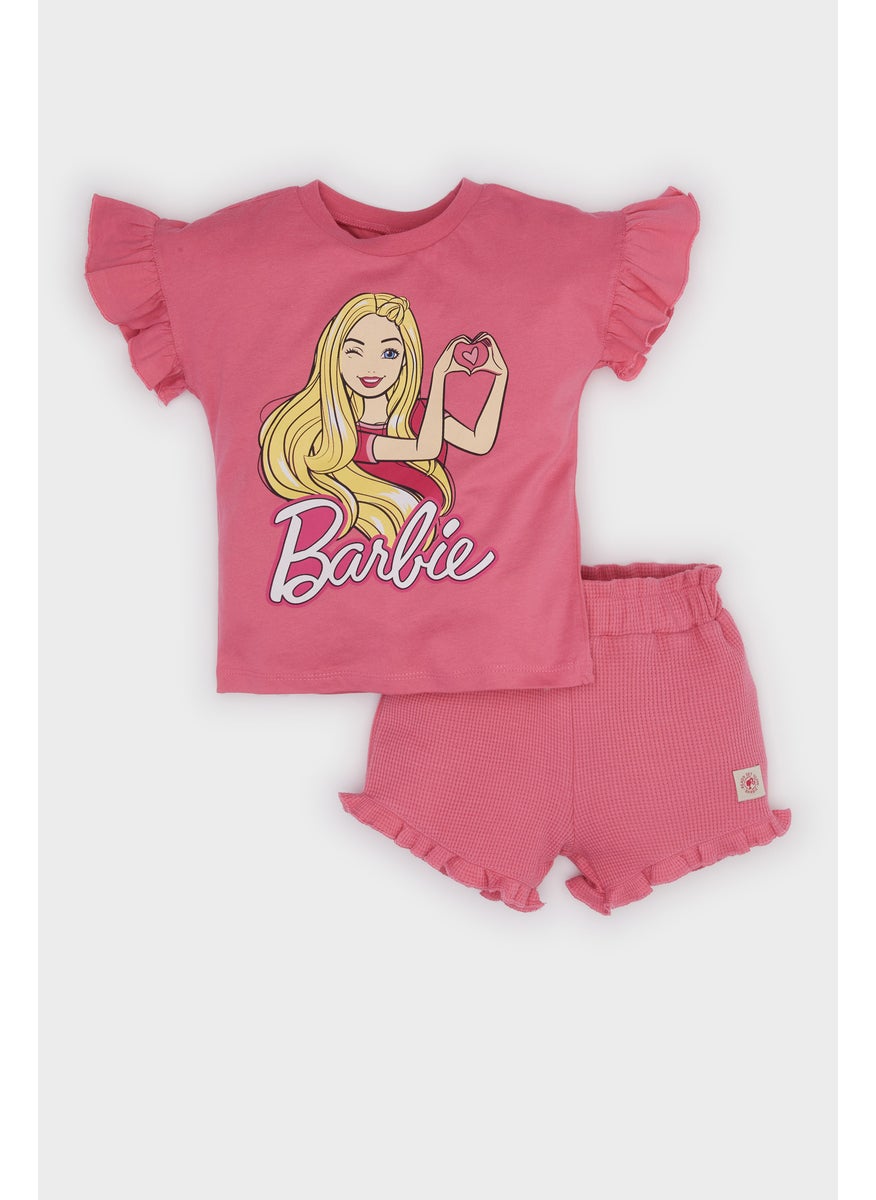 DeFacto Baby Girl 2 piece Regular Fit Crew Neck Barbie Licensed Set  - Image 1