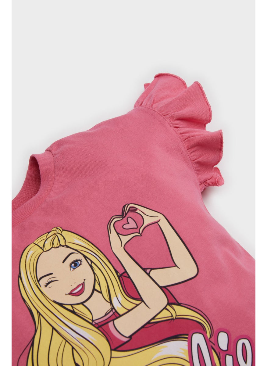 DeFacto Baby Girl 2 piece Regular Fit Crew Neck Barbie Licensed Set  - Image 5