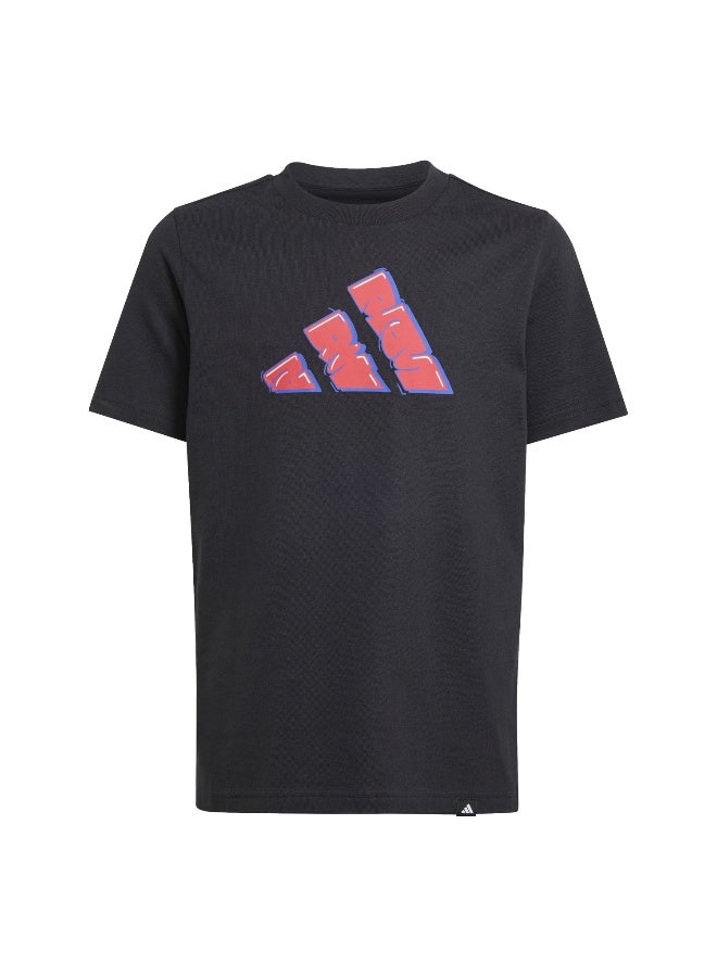 Adidas J Graffiti T Black Training T-Shirts For Junior 7-8Y - Image 1