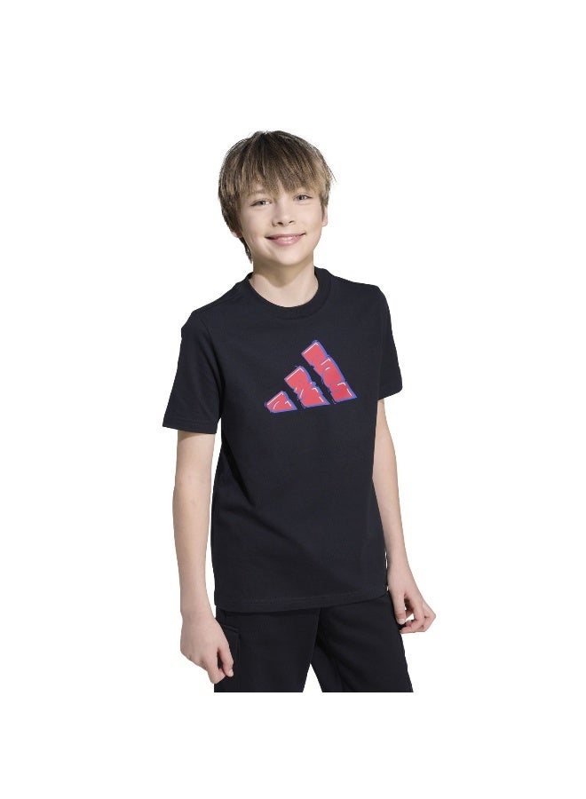 Adidas J Graffiti T Black Training T-Shirts For Junior 7-8Y - Image 2