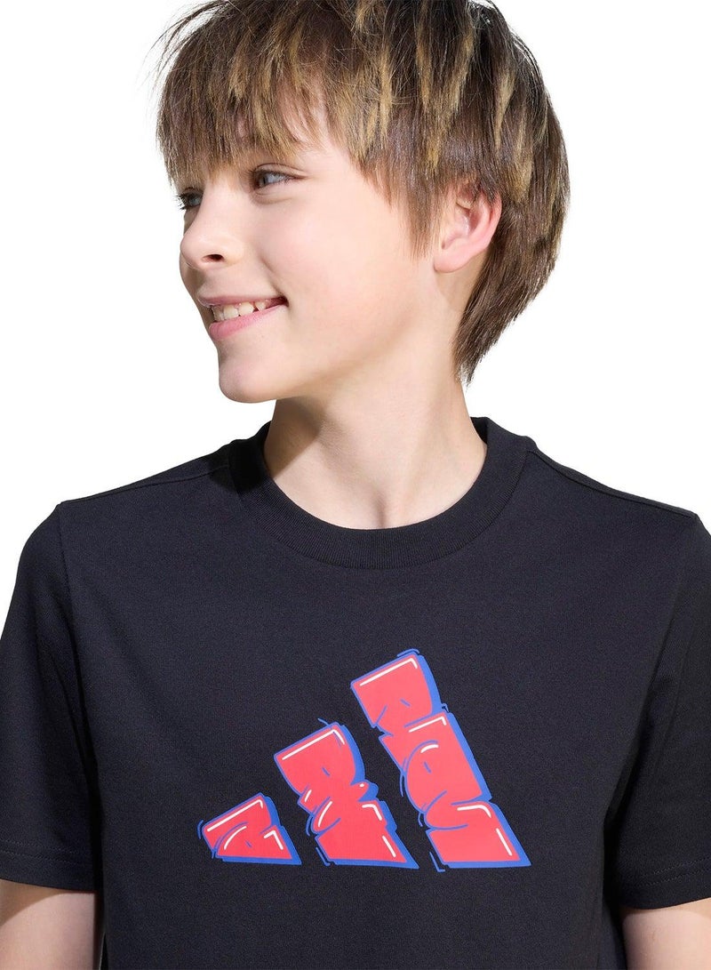 اديداس تي شيرت تدريب جرافيتي جيه أسود للأطفال من - سنوات - Image 3