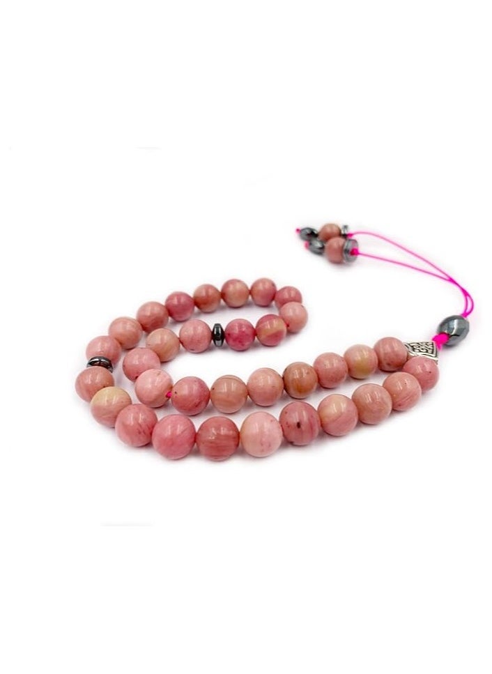 REBUY REBUY Rhodocrosite  Natural Gemstone Islamic Prayer 33 Beads Tasbih  - Image 1
