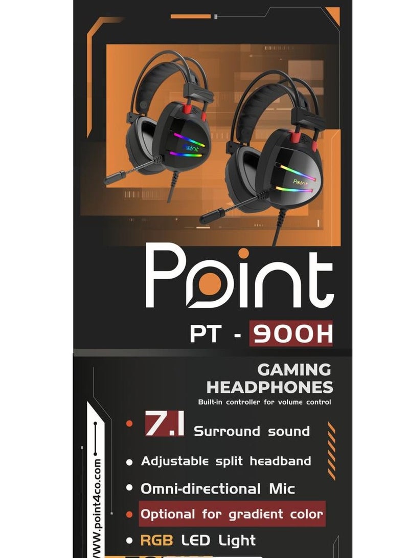 بوينت سماعة رأس pt-900H للألعاب بتقنية الصوت الافتراضي 7.1 - Image 3