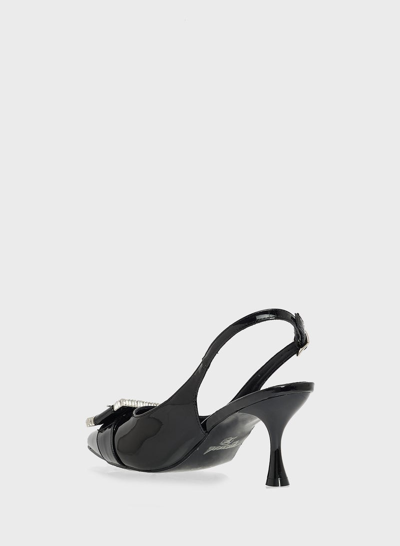 ELLA Sling Back Heeled Pump With Diamante Buckle  - Image 3
