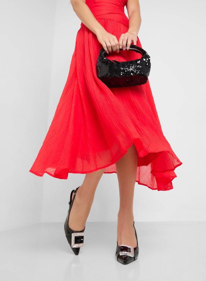 ELLA Sling Back Heeled Pump With Diamante Buckle  - Image 5