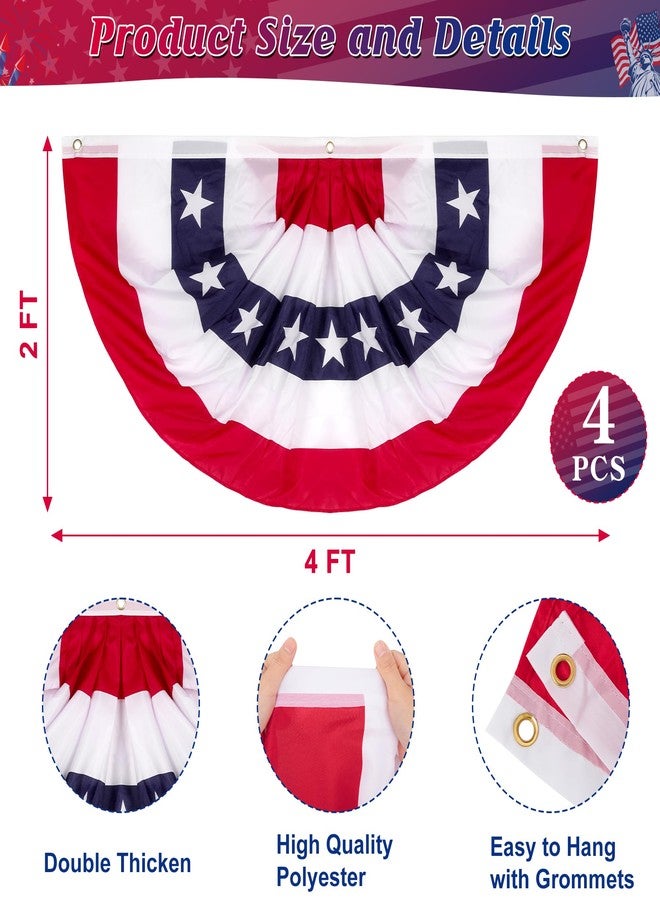 Heartome 2 x 4 FT 4th of July Decorations, 4PCS 4th of July Pleated Flag - Image 2