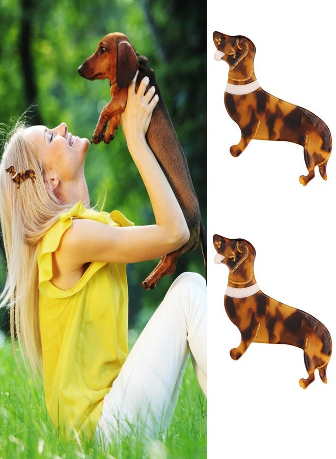 Hapdoo 2PCS Dachshund Gift for Women Girls, Cute Dog Hair Clips Acetate Hairpins Puppy Lover Animal Pet Hair Pins Accessories - Image 1