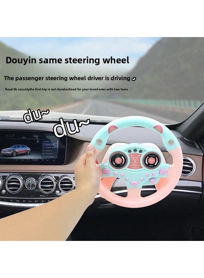 Children's Toys Trembles Steering Wheel Simulation Driving Steering Wheel Puzzle Early Education Machine Steering Wheel Toy Spot-Color:1026-03A Pink With Base (English Packaging)  - Image 3