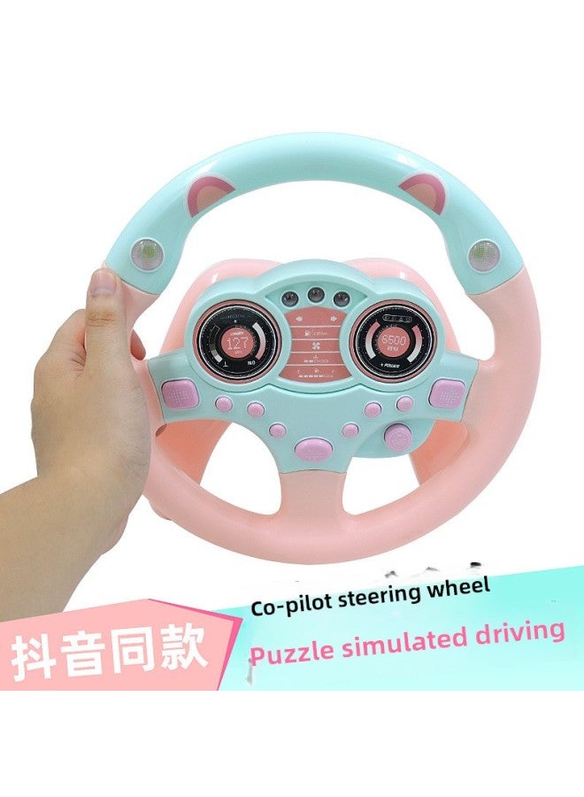 Children's Toys Trembles Steering Wheel Simulation Driving Steering Wheel Puzzle Early Education Machine Steering Wheel Toy Spot-Color:1026-03A Pink With Base (English Packaging)  - Image 4