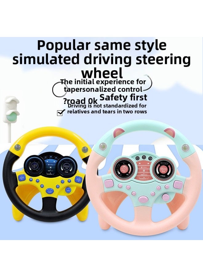 Children's Toys Trembles Steering Wheel Simulation Driving Steering Wheel Puzzle Early Education Machine Steering Wheel Toy Spot-Color:1026-03A Pink With Base (English Packaging)  - Image 2