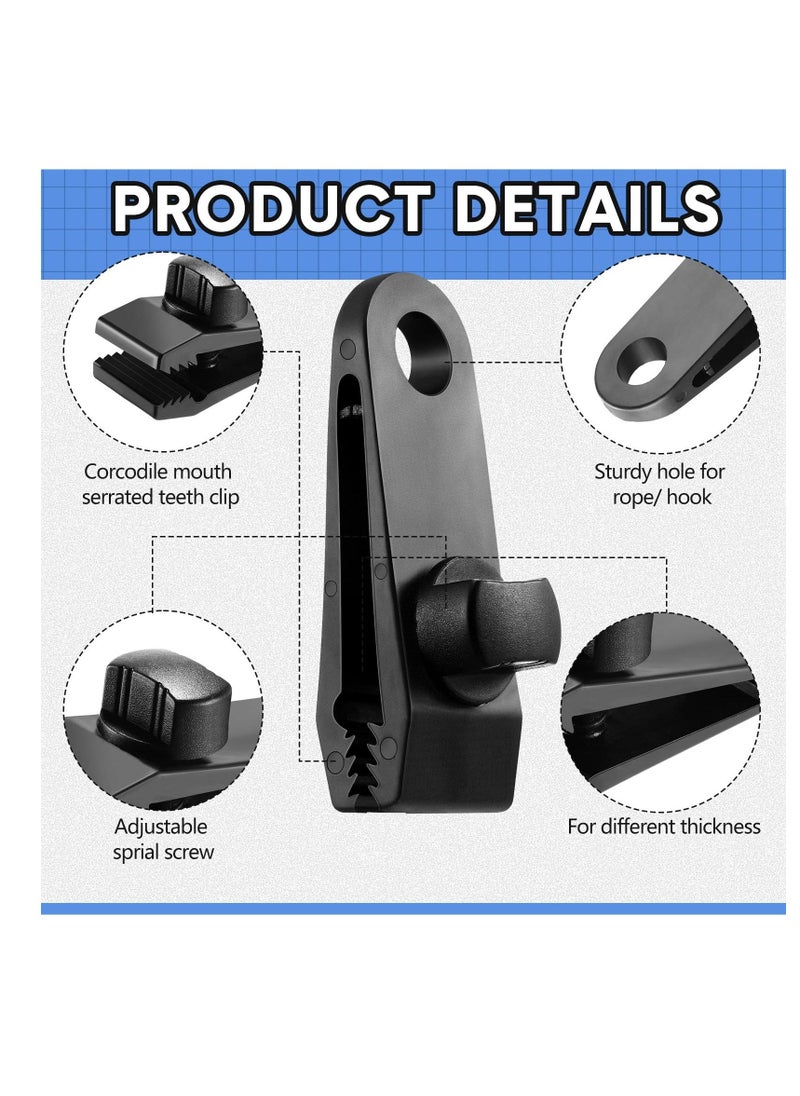 Excefore - Tarp Clips and Ball Bungee Cords, 40 Pcs Tarp Clamps Heavy Duty Lock Grip, Shark Tent Fasteners Clips,  Pool Awning Cover Bungee Cord Clip, Car Cover Clamp, Clamp for Outdoor Tent(Black) - Image 1
