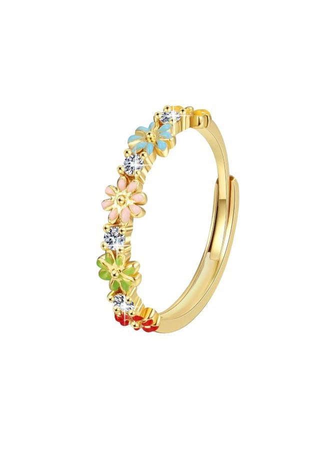 Luckilemon Dainty Daisy Rings Colourful Flower Adjustable Rings for Women Jewelry Gift, Friendship Promise Fashion Jewelry Valentine - Image 1