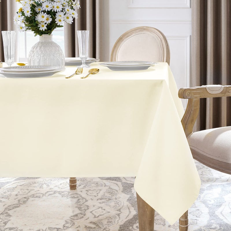 Softalker Rectangle Tablecloth  Waterproof & Stain Resistant Square Table Cloths Wrinkle Free Fabric Washable 210GSM Polyester Table Cover for Spring/Party/Outdoor - 54 x 54 inch Ivory - Image 2