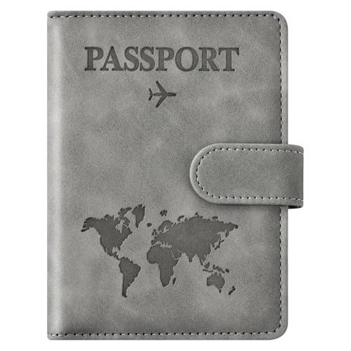 Eoehro Passport Holder for Travel Essentials, Passport Wallet Cover Case for Travel Must Haves Accessories,Passport Book Holders for Women and Men(gray) - Image 1