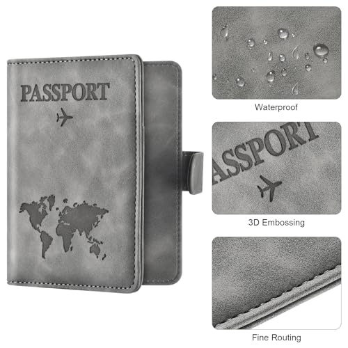 Eoehro Passport Holder for Travel Essentials, Passport Wallet Cover Case for Travel Must Haves Accessories,Passport Book Holders for Women and Men(gray) - Image 5