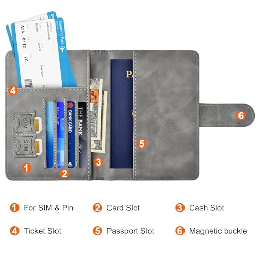 Eoehro Passport Holder for Travel Essentials, Passport Wallet Cover Case for Travel Must Haves Accessories,Passport Book Holders for Women and Men(gray) - Image 3