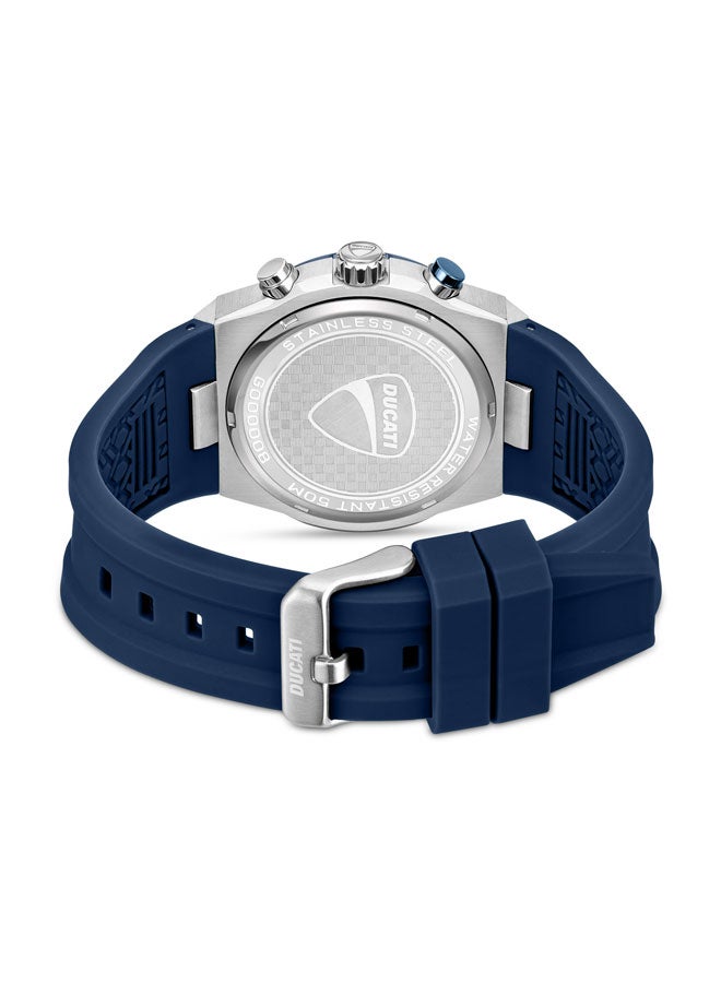 Ducati DT003 Chronograph 43.5mm Men's Watch with Partial Blue See-Through Dial, Silicone Strap - Image 3