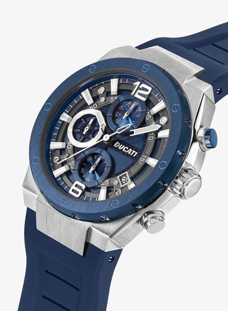 Ducati DT003 Chronograph 43.5mm Men's Watch with Partial Blue See-Through Dial, Silicone Strap - Image 2