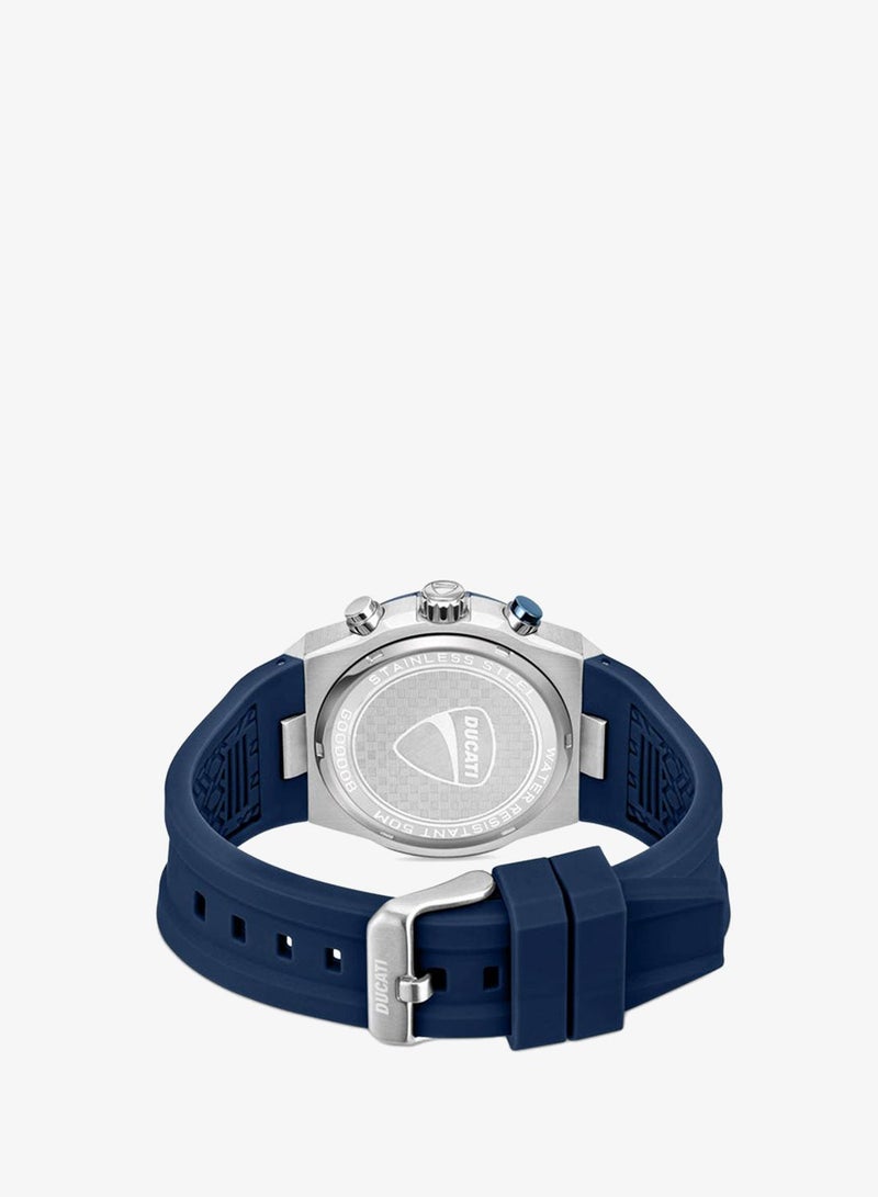 Ducati DT003 Chronograph 43.5mm Men's Watch with Partial Blue See-Through Dial, Silicone Strap - Image 3