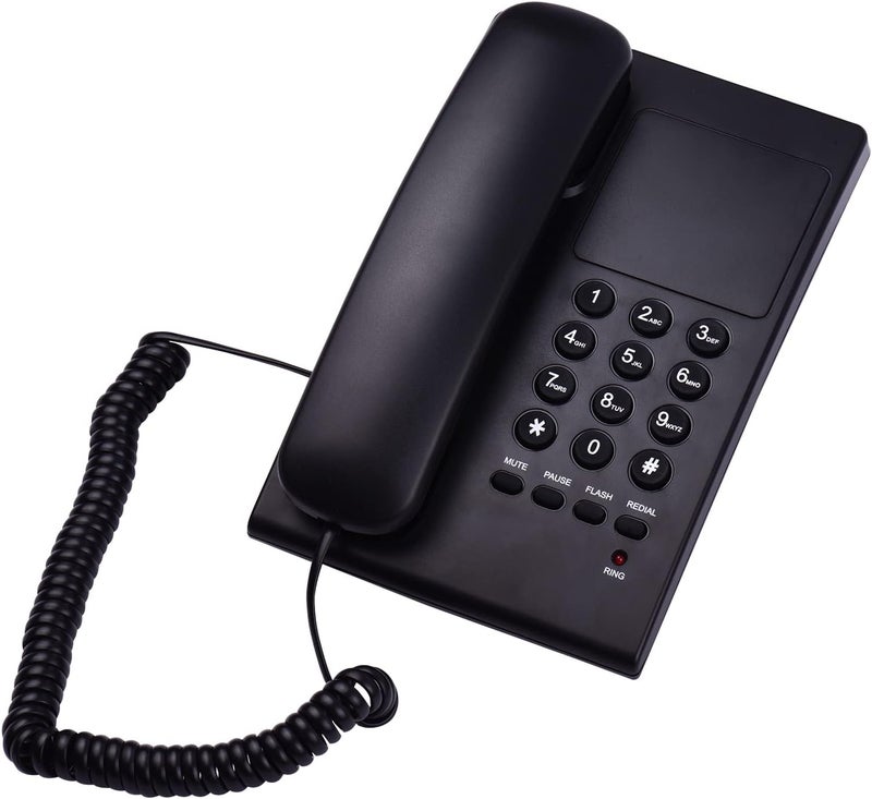 Karlak Wall Mountable Landline Phone with Flash Mute Function for Office Hotel Home Use, Black - Image 3
