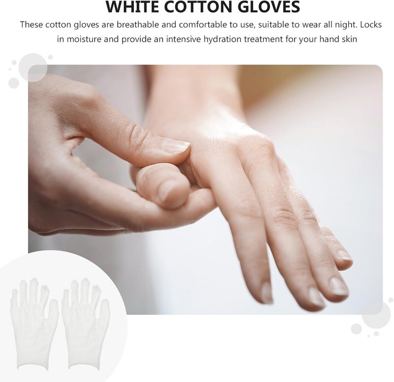 ULTECHNOVO 15 Pairs White Cotton Moisturizing Gloves for Overnight Hand Softening, 21cm Medium Thickness Spa Gloves for Dry and Rough Skin Care - Image 3