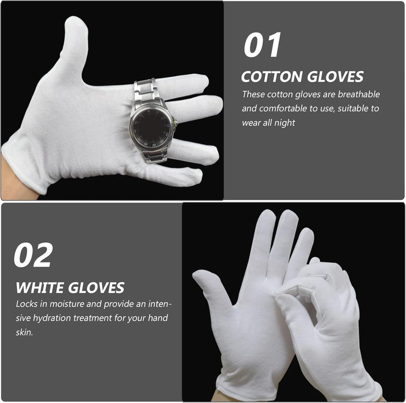 ULTECHNOVO 15 Pairs White Cotton Moisturizing Gloves for Overnight Hand Softening, 21cm Medium Thickness Spa Gloves for Dry and Rough Skin Care - Image 5
