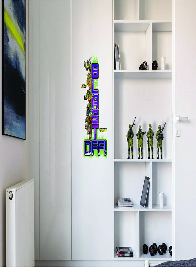 Asian Paints ملصق جداري أصلي من Asian Paints بتصميم سلاحف النينجا "XL" - ملصق جداري قابل للإزالة واللصق - يغطي مساحة 2.6 قدم ارتفاعًا × 1.4 قدم عرضًا على الحائط - ديكور غرفة الأطفال - Image 2