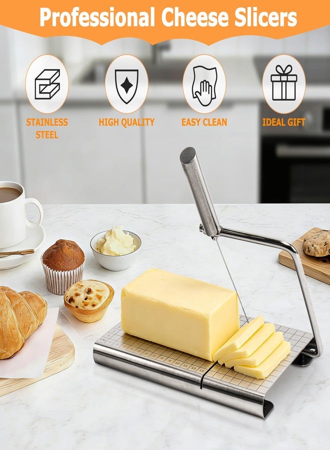 RedCall Cheese Slicer with 4 Piece Cheese Knives Set, Stainless Steel Cheese Cutter with Measuring Grids,Tightness Adjustable Wire Cheese Slicer for Block Cheese, with 5 Extra Wires - Image 2