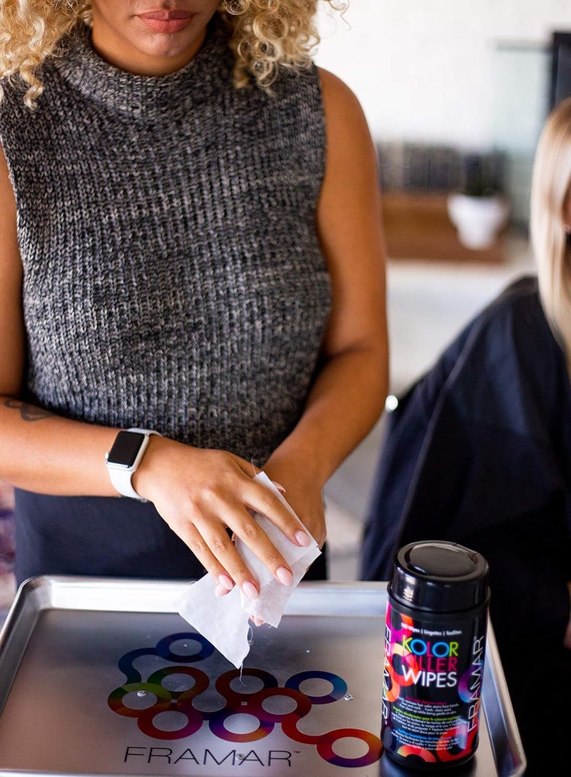 framar مناديل كولور كيلر - مزيل صبغة الشعر للبشرة، مزيل لون الشعر للشعر المصبوغ، لطيف على البشرة، رائحة ممتعة - موزع مناديل يحتوي على 100 مناديل - Image 5