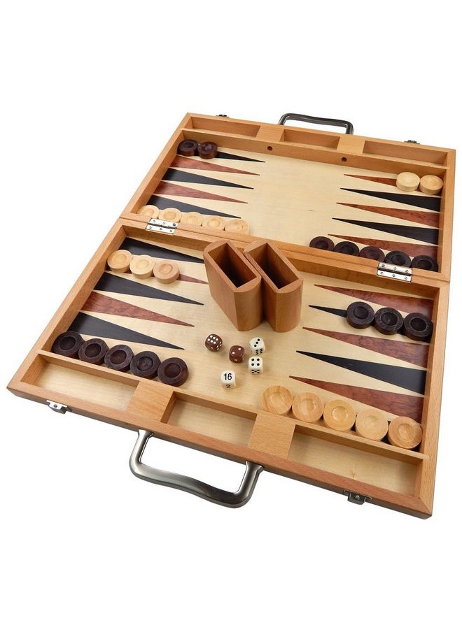 Best Chess Set Duboce Inlaid Walnut, Beech, Sapele, And Bass Wood Backgammon Board Game, Large 17 Inch Set  - Image 1