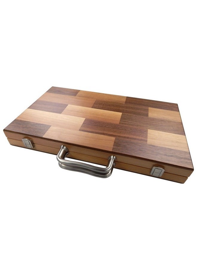Best Chess Set Duboce Inlaid Walnut, Beech, Sapele, And Bass Wood Backgammon Board Game, Large 17 Inch Set  - Image 2