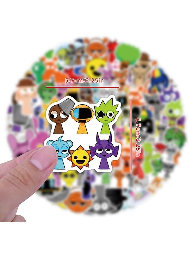 Unewshi 110Pcs Sprunki Stickers for Kids, Waterproof Removable Stickers for Boys and Girls in Water Bottles laptops Phones Guitar Suitcase, Children's Cartoon Game Stickers for Fans Favors (Yellow) - Image 2