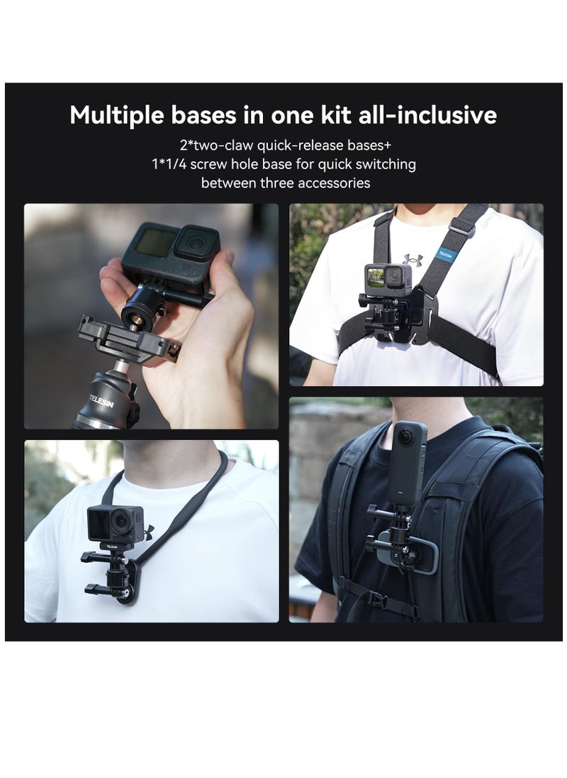 Excefore Mount Adapter Base for GoPro Accessories, Quick Release Magnetic Camera Tripod Mounts for Insta360 DJI Action Osmo Pocket Selfie Stick Backpack Head Chest Neck Bike Motorcycle Helmet Mounting  - Image 4