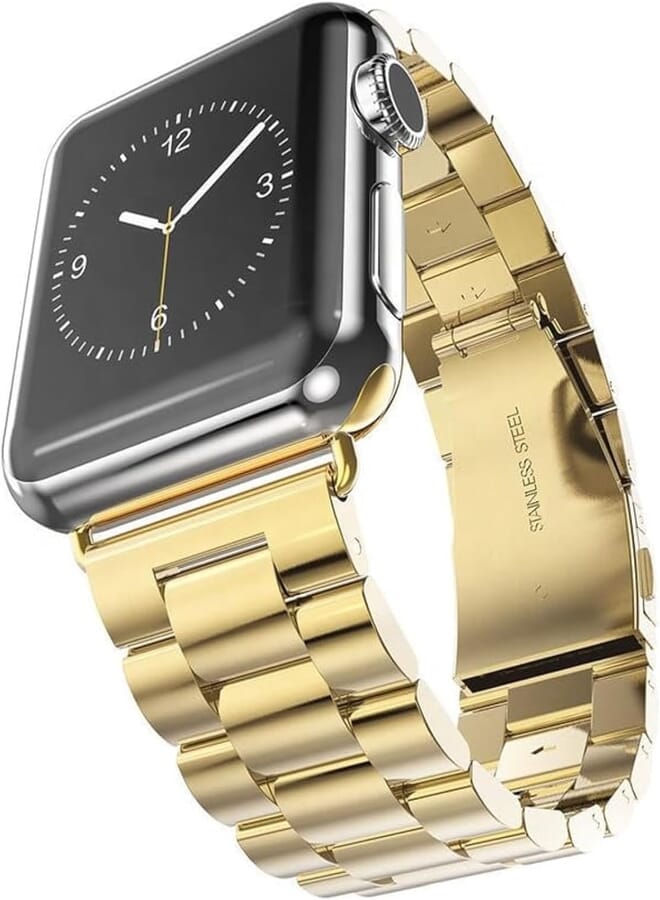 IZONE Luxury Classy Stainless Steel Strap Unisex Watch Compatible with Apple Series Ultra 9 8 7 6 5 4 3 2 1 (38mm/40mm/41mm, Gold)