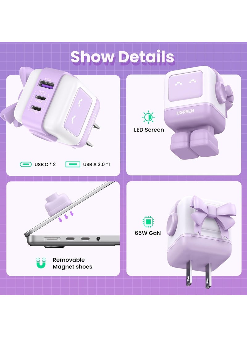 UGREEN Nexode RG 65W 3-Port GaN Fast Charger EU Purple - Image 5