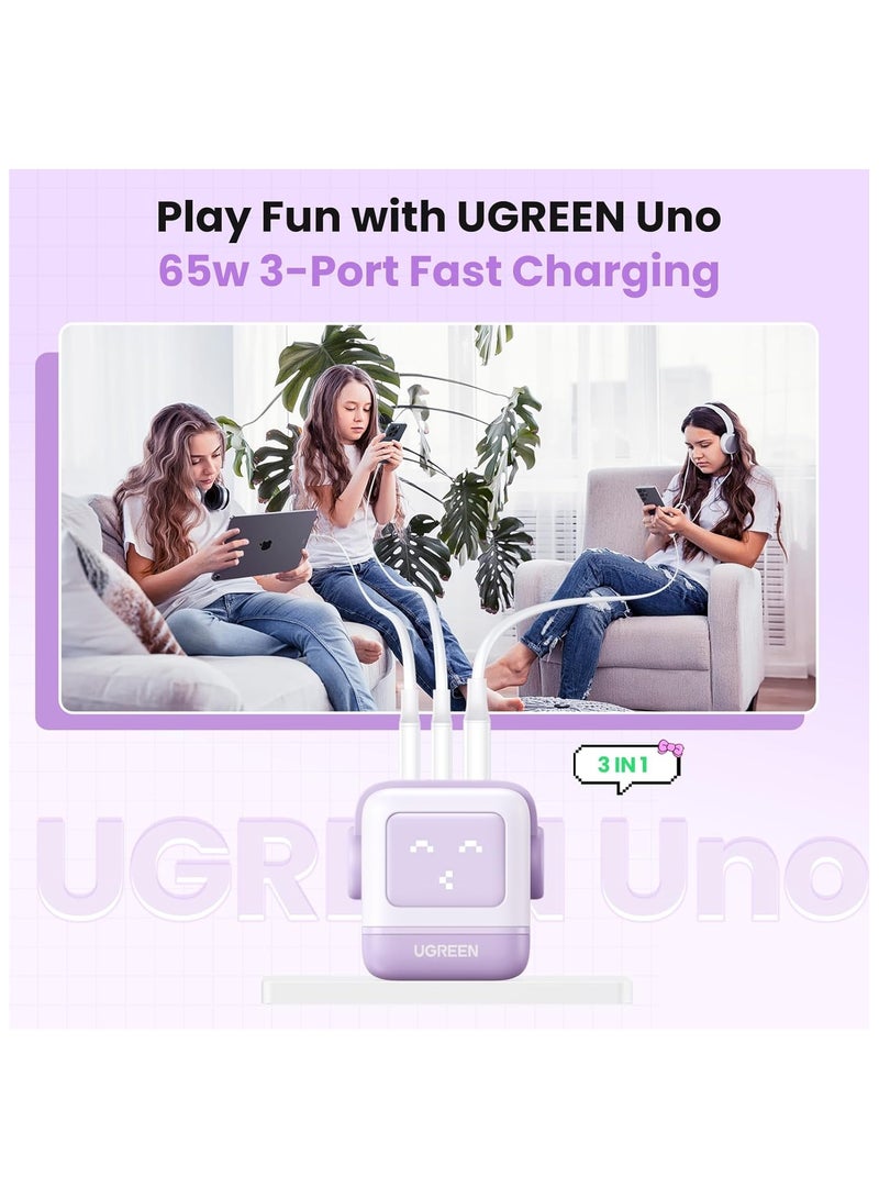 UGREEN Nexode RG 65W 3-Port GaN Fast Charger EU Purple - Image 4