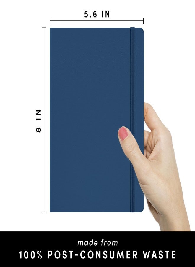 ببرج دفتر ملاحظات PAPERAGE مُعاد تدويره، مُسطّر، (أزرق داكن)، 160 صفحة، متوسط 5.6 بوصة × 8 بوصة - ورق سميك 100 غرام/متر مربع - مُسطّر، غلاف مقوى، دفتر يوميات للعمل والدراسة وتدوين الملاحظات - Image 2