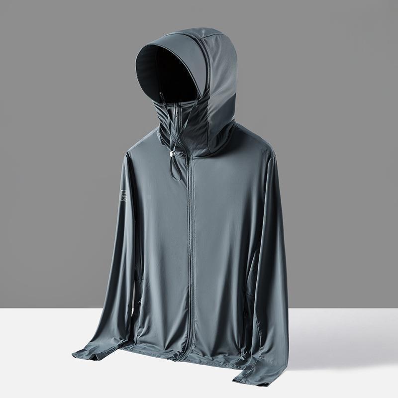 Generic Fishing Clothing Mens UPF50 Ice-sensitive Summer Thin Sunscreen Clothing Womens Outdoor Anti-ultraviolet Ice Silk Coat Sunscreen Clothing [9605] gray green (men's) 