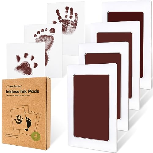 KeaBabies 4Pack Inkless Baby Hand and Footprint Kit Mess Free Ink Pad for Newborn Keepsake Dog Nose Paw Print Kit Clean Touch Ink Pad for Baby Hand Footprints Ideal New Mom Gifts Auburn - Image 1