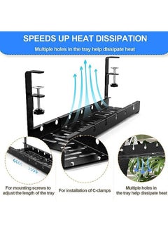 XiuWoo Under Desk Cord Organizer, Under Desk Cable Management Tray-The upgraded shrinkable product, No Drill Cable Organizer for Wire Management, No Damage to Desk, Perfect for Office/Home/Kitchens  - Image 3
