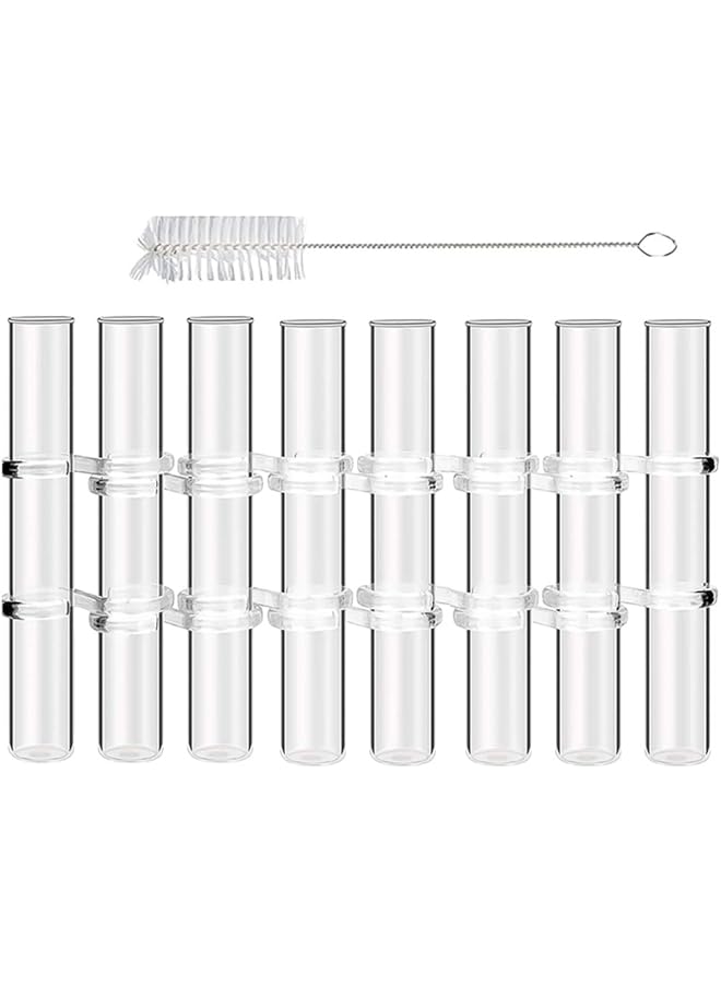 The Bros Crystal Glass Test Tube Vase Flower Pots Desktop Plant Terrarium DIY 8 Hydroponic Plants Home Garden Decoration with Brush 18x3cm - Image 1